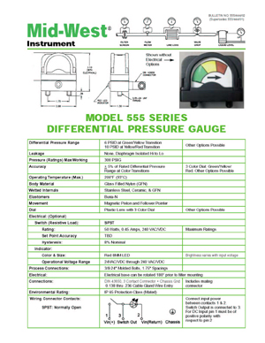 MID-WEST INSTRUMENT -  USA - Low Cost, High Volume OEM Differential Pressure Gauges and Differential Pressure Switches